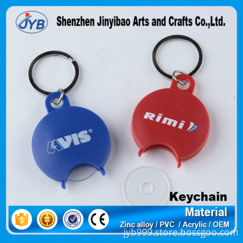 wholesale price custom printing plastc ABS trolley token coin holder keychain